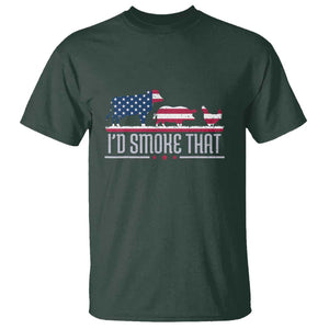 4th July I'd Smoke That Patriot BBQ Barbeque Cook Chef T Shirt TS01 Dark Forest Green Print Your Wear