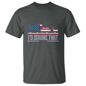 4th July I'd Smoke That Patriot BBQ Barbeque Cook Chef T Shirt TS01 Dark Heather Print Your Wear