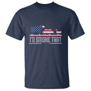 4th July I'd Smoke That Patriot BBQ Barbeque Cook Chef T Shirt TS01 Navy Print Your Wear