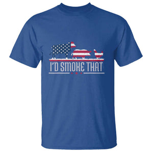 4th July I'd Smoke That Patriot BBQ Barbeque Cook Chef T Shirt TS01 Royal Blue Print Your Wear