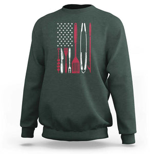 BBQ Smoking Sweatshirt Barbecue Chef Smoking Tools Grilling Pit Master TS01 Dark Forest Green Print Your Wear