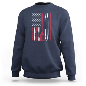 BBQ Smoking Sweatshirt Barbecue Chef Smoking Tools Grilling Pit Master TS01 Navy Print Your Wear