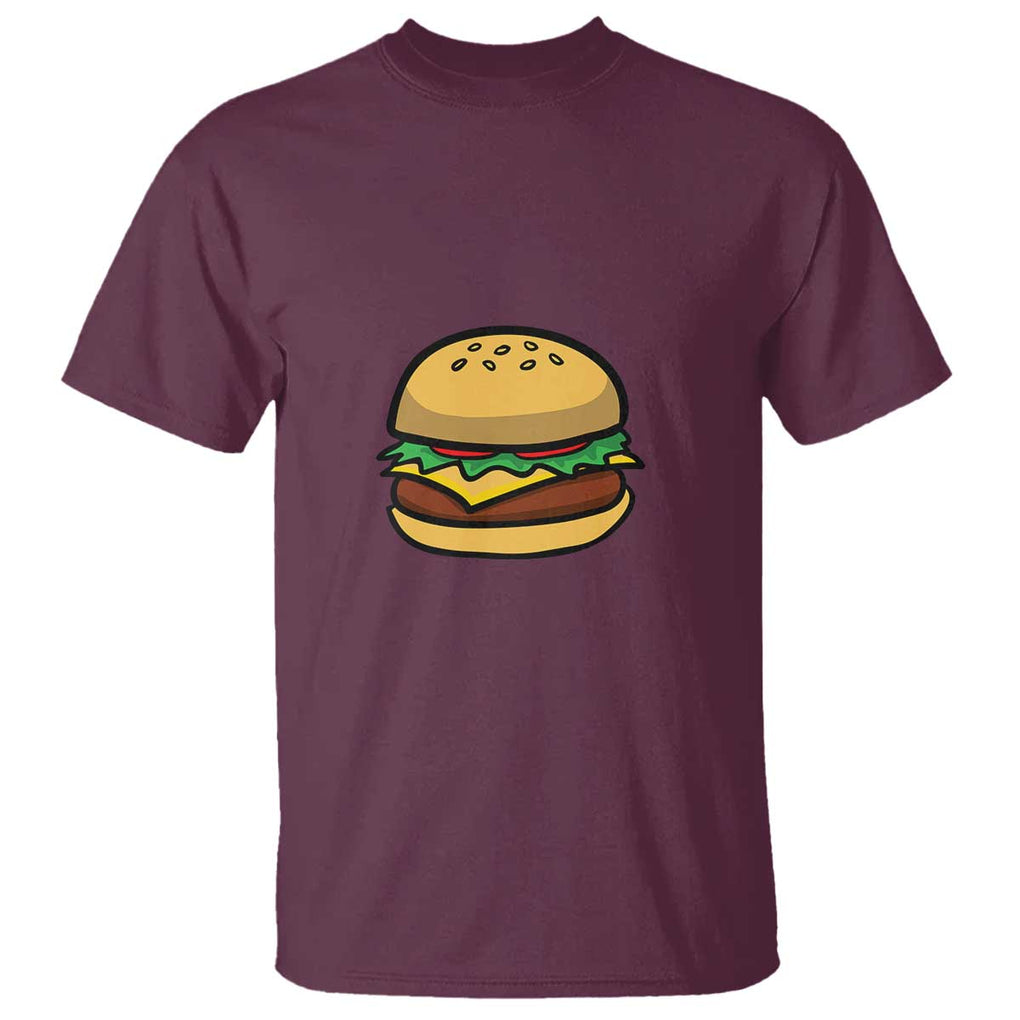 Hamburger Cheese BBQ T Shirt Cheeseburger Emoticon TS01 Maroon Print Your Wear