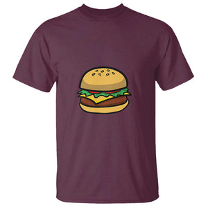 Hamburger Cheese BBQ T Shirt Cheeseburger Emoticon TS01 Maroon Print Your Wear