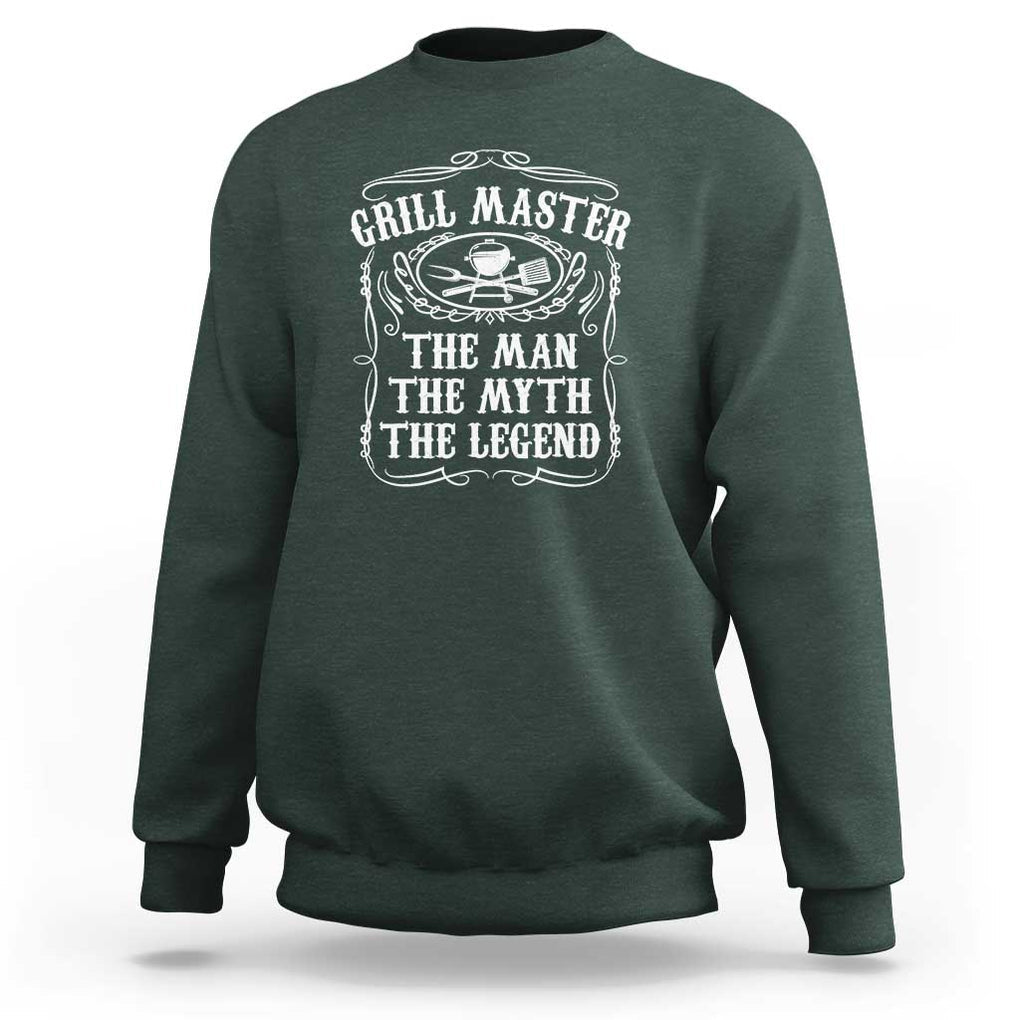 Master Legend BBQ Smoker Sweatshirt Grilling Enthusiast Gift, Funny BBQ Tee, Comfortable Cotton TS01 Dark Forest Green Print Your Wear