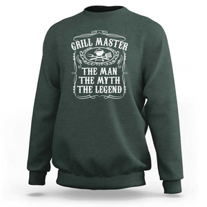 Master Legend BBQ Smoker Sweatshirt Grilling Enthusiast Gift, Funny BBQ Tee, Comfortable Cotton TS01 Dark Forest Green Print Your Wear