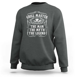 Master Legend BBQ Smoker Sweatshirt Grilling Enthusiast Gift, Funny BBQ Tee, Comfortable Cotton TS01 Dark Heather Print Your Wear