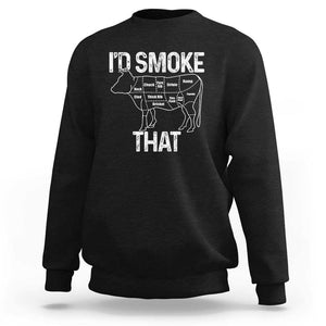 Chef Butcher Smoke Funny Sweatshirt BBQ Grilling Gift, Comfortable Cotton Tee, Humor Design TS01 Black Print Your Wear