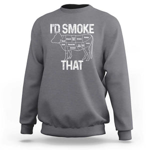 Chef Butcher Smoke Funny Sweatshirt BBQ Grilling Gift, Comfortable Cotton Tee, Humor Design TS01 Charcoal Print Your Wear