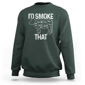 Chef Butcher Smoke Funny Sweatshirt BBQ Grilling Gift, Comfortable Cotton Tee, Humor Design TS01 Dark Forest Green Print Your Wear