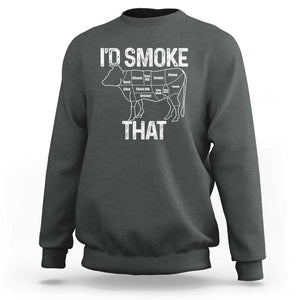 Chef Butcher Smoke Funny Sweatshirt BBQ Grilling Gift, Comfortable Cotton Tee, Humor Design TS01 Dark Heather Print Your Wear