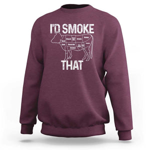 Chef Butcher Smoke Funny Sweatshirt BBQ Grilling Gift, Comfortable Cotton Tee, Humor Design TS01 Maroon Print Your Wear