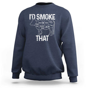 Chef Butcher Smoke Funny Sweatshirt BBQ Grilling Gift, Comfortable Cotton Tee, Humor Design TS01 Navy Print Your Wear