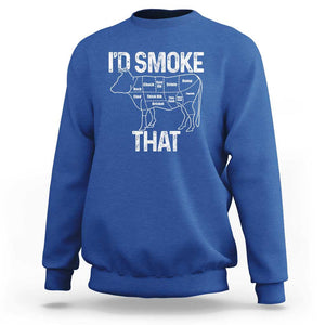 Chef Butcher Smoke Funny Sweatshirt BBQ Grilling Gift, Comfortable Cotton Tee, Humor Design TS01 Royal Blue Print Your Wear