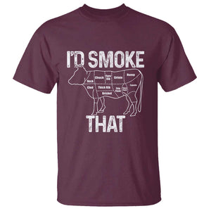 Chef Butcher Smoke Funny T Shirt BBQ Grilling Gift, Comfortable Cotton Tee, Humor Design TS01 Maroon Print Your Wear