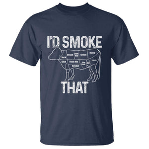 Chef Butcher Smoke Funny T Shirt BBQ Grilling Gift, Comfortable Cotton Tee, Humor Design TS01 Navy Print Your Wear