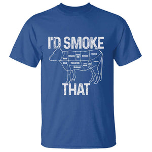 Chef Butcher Smoke Funny T Shirt BBQ Grilling Gift, Comfortable Cotton Tee, Humor Design TS01 Royal Blue Print Your Wear