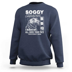 Soggy Beaver Funny BBQ Sweatshirt Humorous Eating Design, Comfortable Cotton Tee, Unique Gift TS01 Navy Print Your Wear