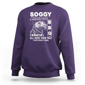 Soggy Beaver Funny BBQ Sweatshirt Humorous Eating Design, Comfortable Cotton Tee, Unique Gift TS01 Purple Print Your Wear