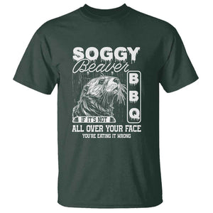 Soggy Beaver Funny BBQ T Shirt Humorous Eating Design, Comfortable Cotton Tee, Unique Gift TS01 Dark Forest Green Print Your Wear