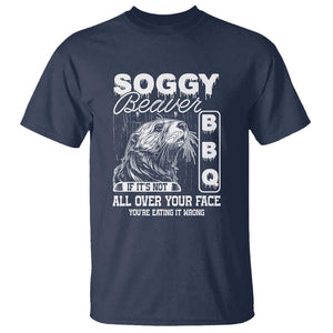 Soggy Beaver Funny BBQ T Shirt Humorous Eating Design, Comfortable Cotton Tee, Unique Gift TS01 Navy Print Your Wear