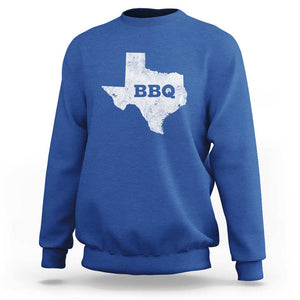 Vintage Retro Texas BBQ Sweatshirt State Pride Barbecue Graphic, Soft Cotton Tee, Classic Design TS01 Royal Blue Print Your Wear