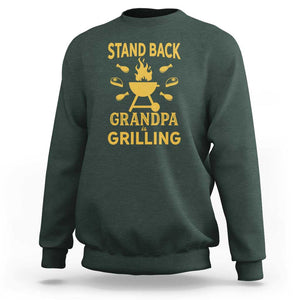 Mens Funny Grandpa Grilling Sweatshirt Stand Back BBQ Tee, Fathers Day Gift, Comfortable Cotton TS01 Dark Forest Green Print Your Wear