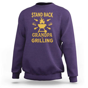 Mens Funny Grandpa Grilling Sweatshirt Stand Back BBQ Tee, Fathers Day Gift, Comfortable Cotton TS01 Purple Print Your Wear