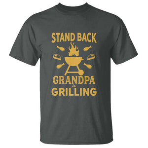 Mens Funny Grandpa Grilling T Shirt Stand Back BBQ Tee, Fathers Day Gift, Comfortable Cotton TS01 Dark Heather Print Your Wear