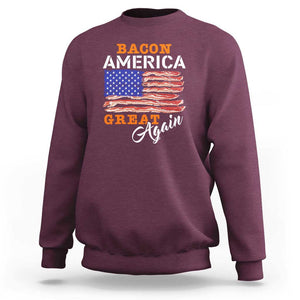 2024 BBQ Sweatshirt Bacon America Great AgainFunny Barbecue TS01 Maroon Print Your Wear