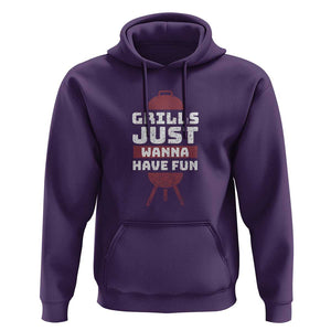 Grilling BBQ Hoodie Funny Grills Just Wanna Have Fun Distressed TS01 Purple Print Your Wear