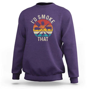 Vintage BBQ Sweatshirt Chef Butcher, I'd Smoke That Funny Father's Day Gift TS01 Purple Print Your Wear