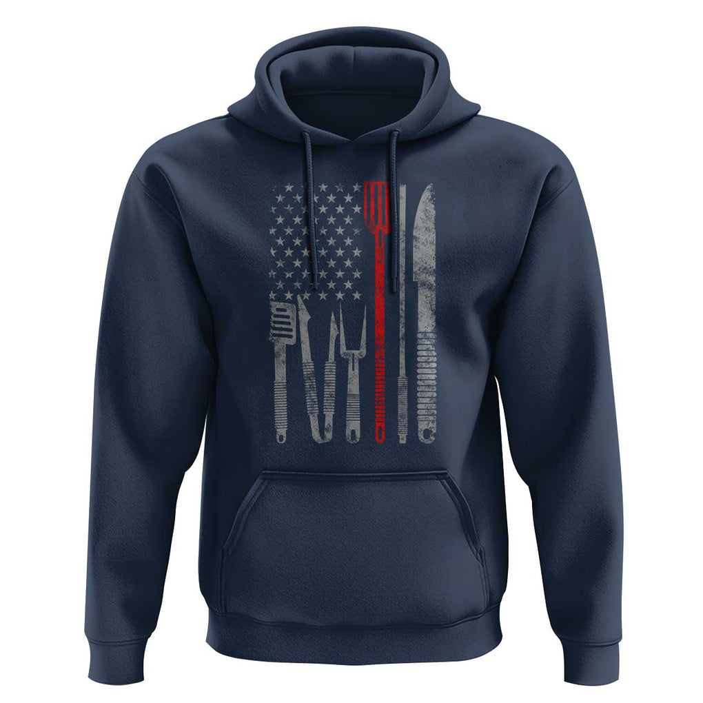 Thin Red Line USA Flag Hoodie BBQ Grill Cooking Chef Gift TS01 Navy Print Your Wear