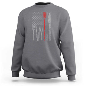 Thin Red Line USA Flag Sweatshirt BBQ Grill Cooking Chef Gift TS01 Charcoal Print Your Wear