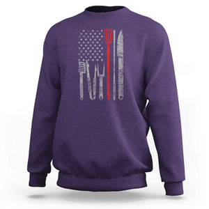 Thin Red Line USA Flag Sweatshirt BBQ Grill Cooking Chef Gift TS01 Purple Print Your Wear