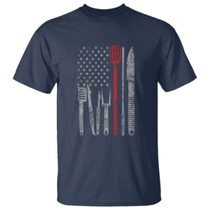 Thin Red Line USA Flag T Shirt BBQ Grill Cooking Chef Gift TS01 Navy Print Your Wear