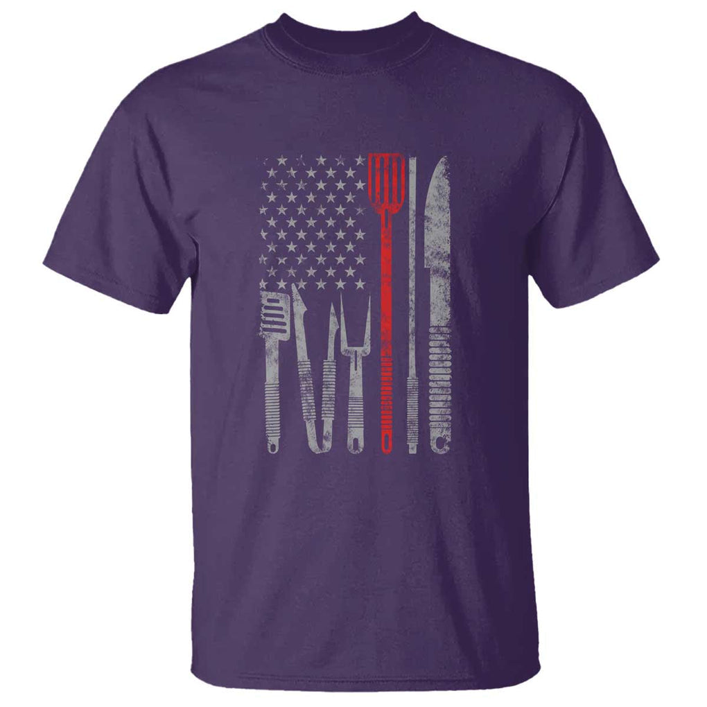 Thin Red Line USA Flag T Shirt BBQ Grill Cooking Chef Gift TS01 Purple Print Your Wear
