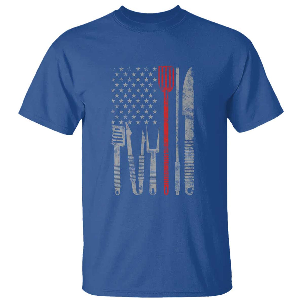 Thin Red Line USA Flag T Shirt BBQ Grill Cooking Chef Gift TS01 Royal Blue Print Your Wear