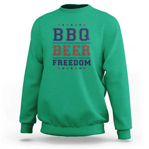 Patriotic BBQ Sweatshirt Beer, Freedom, and BBQ Design TS01 Irish Green Print Your Wear