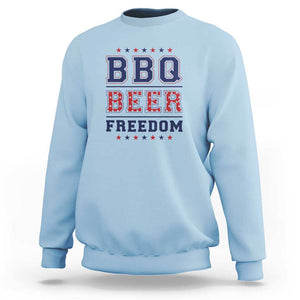 Patriotic BBQ Sweatshirt Beer, Freedom, and BBQ Design TS01 Light Blue Print Your Wear