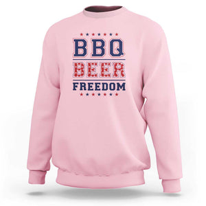 Patriotic BBQ Sweatshirt Beer, Freedom, and BBQ Design TS01 Light Pink Print Your Wear