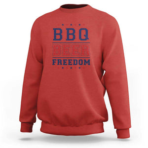 Patriotic BBQ Sweatshirt Beer, Freedom, and BBQ Design TS01 Red Print Your Wear