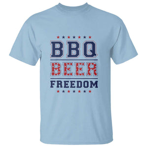 Patriotic BBQ T Shirt Beer, Freedom, and BBQ Design TS01 Light Blue Print Your Wear