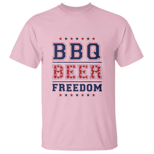 Patriotic BBQ T Shirt Beer, Freedom, and BBQ Design TS01 Light Pink Print Your Wear