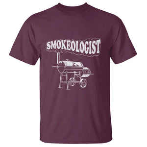 Smokeologist T Shirt Funny Pitmaster BBQ Smoker Grilling Gift TS01 Maroon Print Your Wear