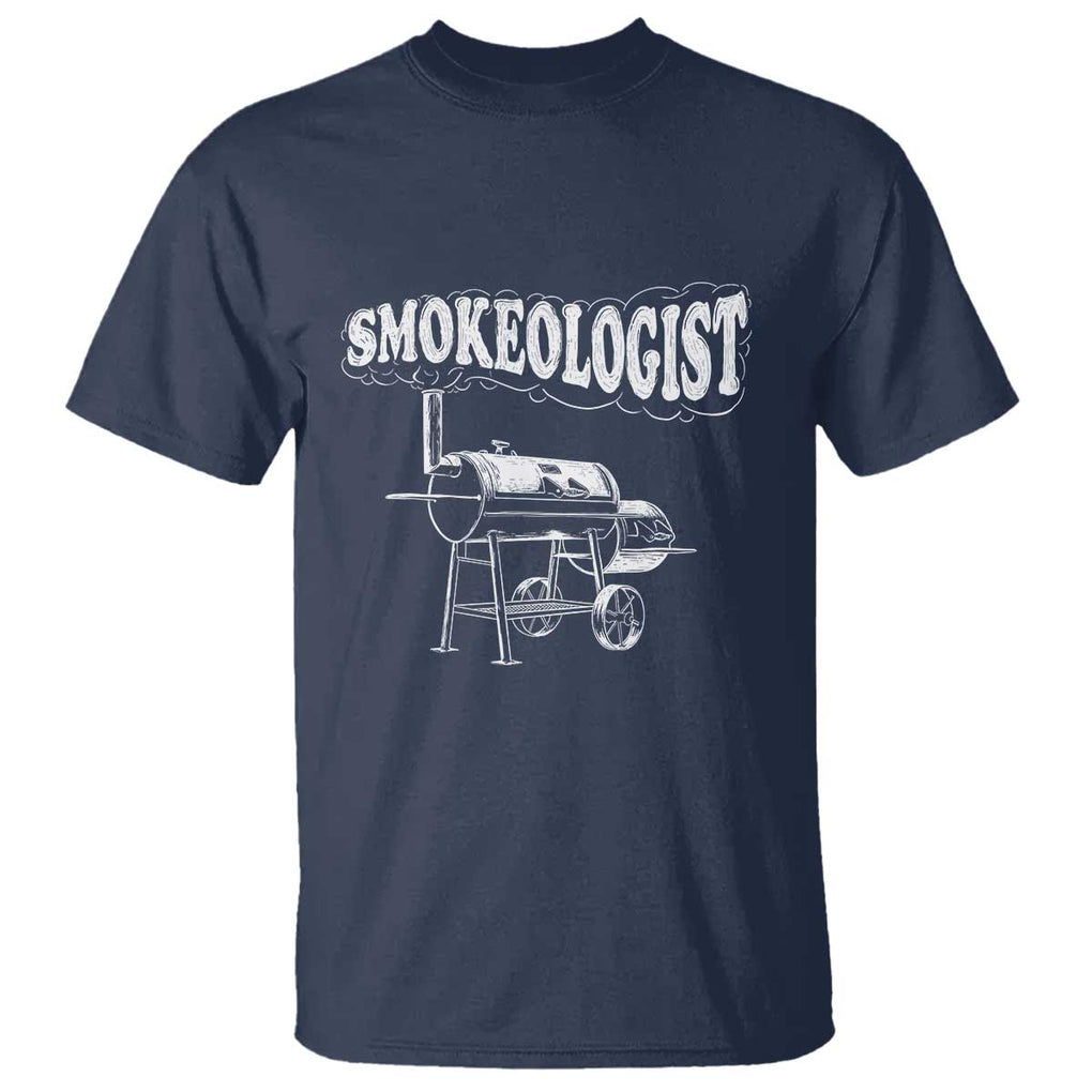 Smokeologist T Shirt Funny Pitmaster BBQ Smoker Grilling Gift TS01 Navy Print Your Wear