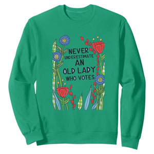 Never Underestimate an Old Lady Who Votes Sweatshirt Feminist Gift for Women TS01 Irish Green Print Your Wear