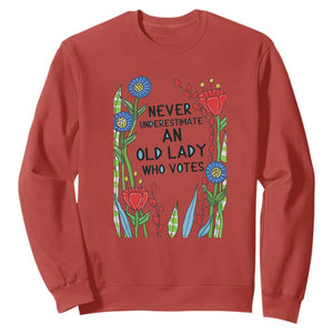 Never Underestimate an Old Lady Who Votes Sweatshirt Feminist Gift for Women TS01 Red Print Your Wear