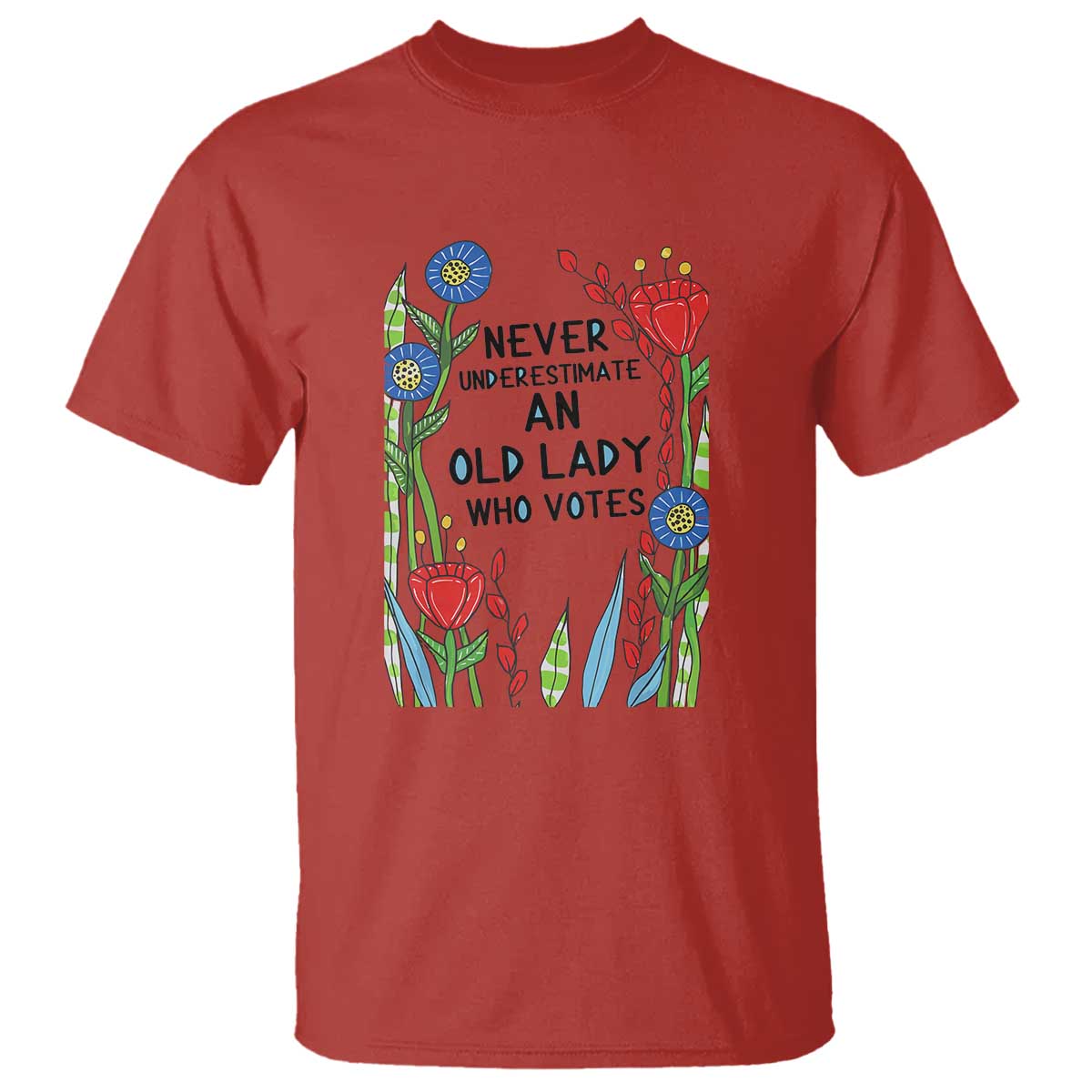 Never Underestimate an Old Lady Who Votes T Shirt Feminist Gift for Women TS01 Red Print Your Wear