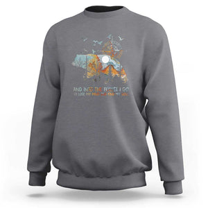 And Into the Forest I Go - Nature Lover Outdoor Adventure Sweatshirt Wilderness Compass & Bear Design TS01 Charcoal Print Your Wear